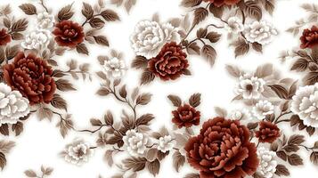 A floral pattern with red and white flowers photo