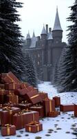 Christmas presents in the snow photo