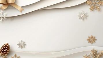 Christmas background with gold bows and snowflakes photo