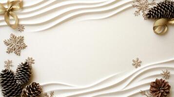 Christmas wreath with snowflakes and pine cones on a white background photo