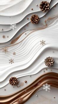 Christmas background with snowflakes and pine cones photo
