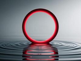 A glowing red circle is floating on the surface of a body of water. photo