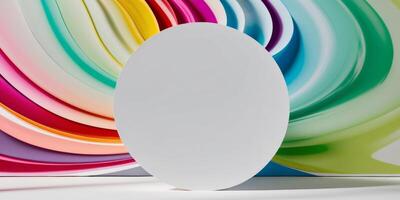 abstract colorful and vibrant background with white circle in the center. photo
