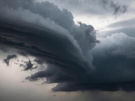 Stormy sky with dark clouds and dramatic lighting. photo