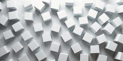Randomly shifted white cube boxes creating a dynamic block background. photo