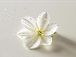 A white flower with water droplets on it photo