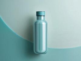 Aqua Background Featuring a Modern Water Bottle photo