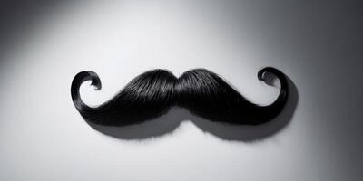 Creative display of a large black mustache on a simple background photo