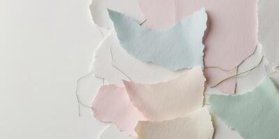 Torn pastel paper layers create textured abstract background photo
