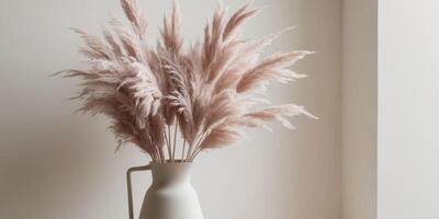 Lush Pastel Dyed Pampas Grass Bouquet in a Modern Vase Creating a Calm and Inviting Atmosphere for Home photo