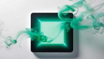 A tablet computer with green smoke coming out of it photo