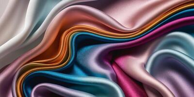 Abstract Colorful Fabric Texture Waves of Silk Design Art Background photo
