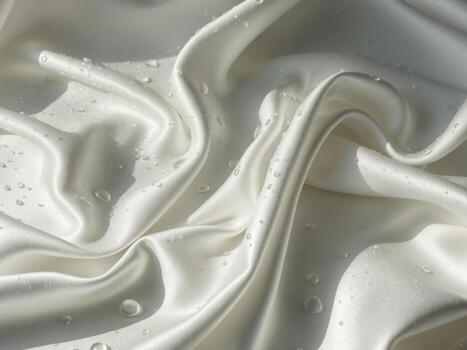 blanco textil paño tela seda satín con agua gotas en eso foto