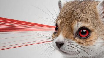 A close up of a small animal with red eyes photo