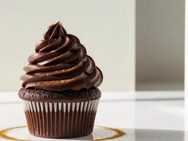 Delicious Chocolate Cupcake with Smooth Chocolate Frosting Design photo