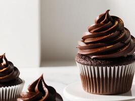 Delicious Chocolate Cupcake with Smooth Chocolate Frosting Design photo