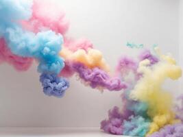 Colorful clouds of smoke blending into abstract art photo