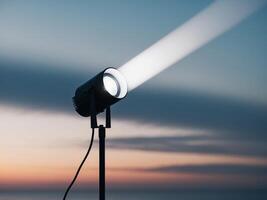Moody Evening Strobe Light with Soft Sky Background photo