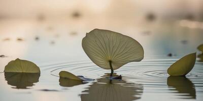 Serene Water Lily Leaves Floating on Calm Water Surface in Nature photo