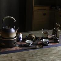 Create an Elegant Teaware Arrangement to Enhance the Experience of a Serene Tea Ceremony photo