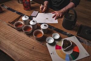Indulge in a delightful Tea Tasting Experience that highlights colorful teas and unique accessories photo