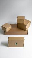 A Collection of Various Cardboard Boxes Arranged on a Neutral and Minimal Background photo