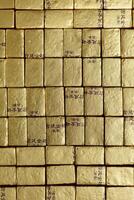 Stacks of Gleaming Gold Bars Shine Brightly in the Spotlight, Representing Wealth and Value photo
