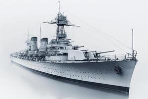 A battleship in calm waters, showcasing naval architecture. photo