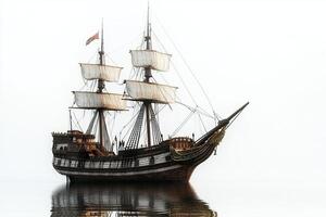 A majestic sailing ship anchored in calm waters. photo
