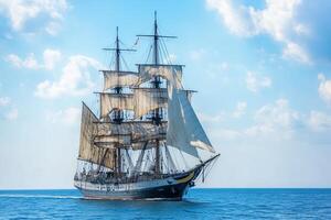 A majestic sailing ship navigating the open sea. photo