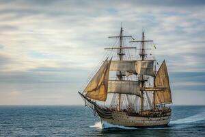 A majestic sailing ship navigating the open sea. photo