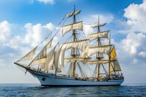 A majestic sailing ship navigating the open sea. photo