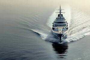 A luxury yacht cruising through calm waters. photo