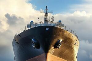 Large ship bow against a cloudy sky. photo