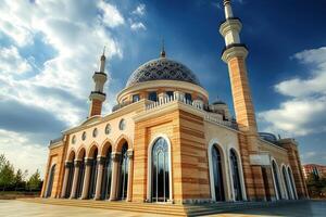 Majestic mosque under a vibrant sky. photo