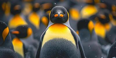 Majestic King Penguin Colony in Antarctica Wildlife Nature Birds photo