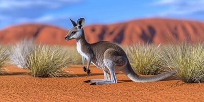 Outback Kangaroo Australian Wildlife Desert Landscape High Resolution Photo