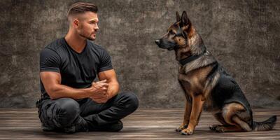 Dog Trainer German Shepherd Obedience Training Studio Shot photo