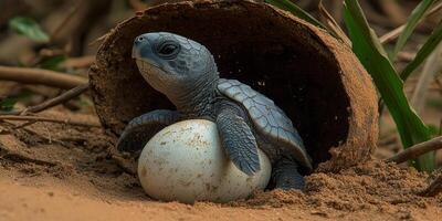 Baby Sea Turtle Hatching from Egg Ocean Wildlife Nature photo