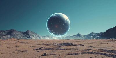 Alien Planet Landscape Mountains Desert Large Planet photo