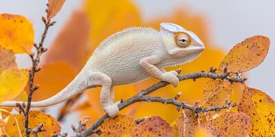 Chameleon on Autumn Branch Wildlife Reptile Nature photo