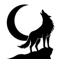Wolf howling at the moon vector