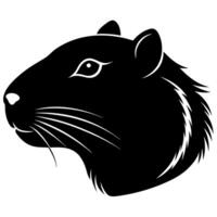 A black and white illustration of a rat vector
