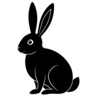Black and white silhouette of a rabbit vector