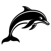 Dolphin Silhouette Leaping Out of Water Illustration with Water Splash and Dynamic Movement vector