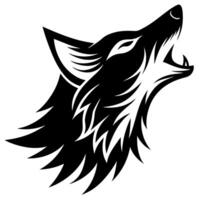 A wolf head with its mouth open and its tongue out vector