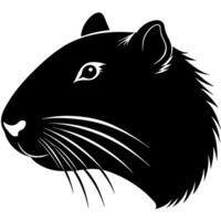 A black and white rat head on a white background vector