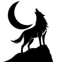 Wolf howling at the moon vector