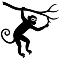 Monkey hanging on tree branch clipart vector