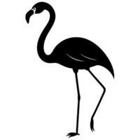 A black and white silhouette of a flamingo vector
